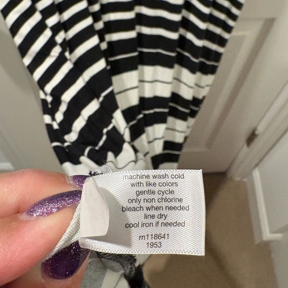 Lane Bryant 22/24 Black White Striped Maxi Dress, Soft & Stretchy - Picture 6 of 6